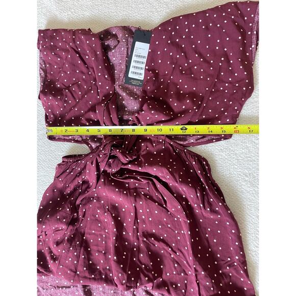 NWT Vix Paula Womens CoverUp Dress Burgundy SP Polka Dot Hermanny Cut Front Tie - Picture 14 of 16